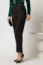 Pantaloni dama negri conici cu vipusca din catifea, 1, dyfashion.ro