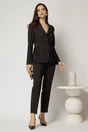 Pantaloni dama negri cu croi conic si inchidere cu fermoar si copca, 1, dyfashion.ro