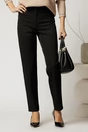 Pantaloni dama negri cu elastic pe talie, 1, dyfashion.ro