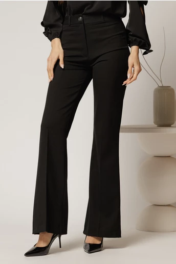 Pantaloni dama negri evazati office din stofa