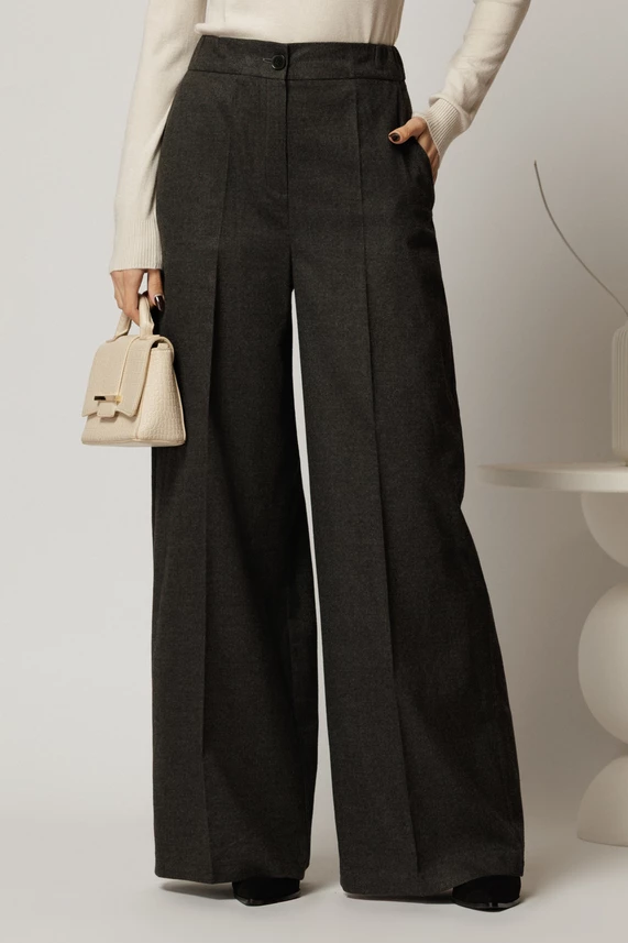 Pantaloni dama office casual gri evazati