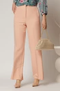 Pantaloni dama roz somon croi drept cu adaos de viscoza, 1, dyfashion.ro