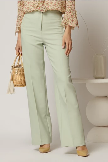 Pantaloni dama verzi croi drept cu adaos de viscoza