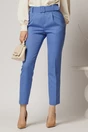 Pantaloni DY Fashion albastri cu croi conic si curea in talie, 1, dyfashion.ro