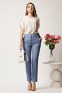 Pantaloni DY Fashion albastri din stofa conici cu dunga si buzunare, 3, dyfashion.ro