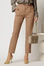 Pantaloni DY Fashion bej conici din stofa cu nasturi eleganti, 1, dyfashion.ro