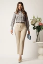 Pantaloni DY Fashion bej din stofa conici cu talie inalta si betelie petrecuta, 3, dyfashion.ro