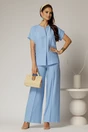 Pantaloni DY Fashion bleu cu croi lejer din material vaporos, 1, dyfashion.ro