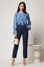 Pantaloni DY Fashion bleumarin conici din stofa cu nasturi eleganti, 3, dyfashion.ro