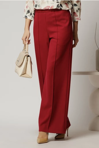 Pantaloni DY Fashion bordo cu croi lejer si elastic pe talie