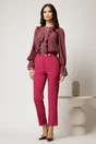 Pantaloni DY Fashion fucsia conici din stofa cu nasturi eleganti, 3, dyfashion.ro