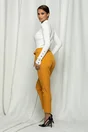 Pantaloni Dy Fashion galben mustar cu talie elastica si cordon