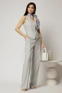Pantaloni DY Fashion gri cu pliu din talie si banda cu nasture imbracat, 1, dyfashion.ro