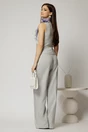 Pantaloni DY Fashion gri cu pliu din talie si banda cu nasture imbracat, 2, dyfashion.ro