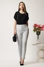 Pantaloni DY Fashion gri din stofa conici cu dunga si buzunare, 3, dyfashion.ro