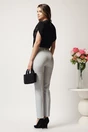 Pantaloni DY Fashion gri din stofa conici cu dunga si buzunare, 2, dyfashion.ro