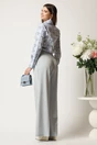 Pantaloni DY Fashion gri din stofa evazati cu betlie pe o parte, 2, dyfashion.ro