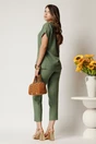 Pantaloni DY Fashion kaki din material vaporos cu elastic in talie si buzunare, 2, dyfashion.ro