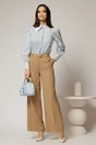 Pantaloni DY Fashion lungi bej din stofa si croi lejer, 3, dyfashion.ro