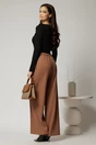 Pantaloni DY Fashion maro cu croi lejer si elastic pe talie, 2, dyfashion.ro