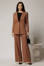 Pantaloni DY Fashion maro cu croi lejer si elastic pe talie, 3, dyfashion.ro
