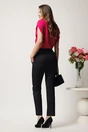 Pantaloni DY Fashion negri din stofa conici cu dunga si buzunare, 2, dyfashion.ro