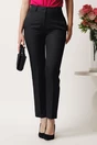 Pantaloni DY Fashion negri din stofa conici cu dunga si buzunare, 1, dyfashion.ro