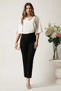 Pantaloni DY Fashion negri din stofa conici cu talie inalta si betelie petrecuta, 3, dyfashion.ro