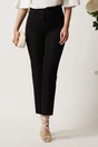 Pantaloni DY Fashion negri din stofa conici cu talie inalta si betelie petrecuta, 1, dyfashion.ro