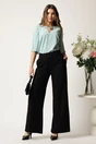 Pantaloni DY Fashion negri din stofa evazati cu betlie pe o parte, 2, dyfashion.ro