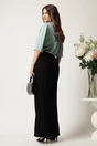 Pantaloni DY Fashion negri din stofa evazati cu betlie pe o parte, 3, dyfashion.ro