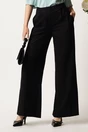 Pantaloni DY Fashion negri din stofa evazati cu betlie pe o parte, 1, dyfashion.ro