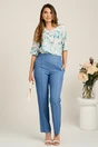 Pantaloni DY Fashion office din stofa albastri cu dunga, 1, dyfashion.ro