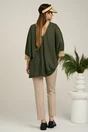 Pantaloni DY Fashion office din stofa bej cu buzunare