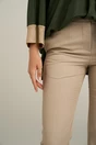 Pantaloni DY Fashion office din stofa bej cu buzunare