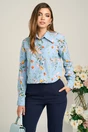 Pantaloni DY Fashion office din stofa bleumarin cu buzunare