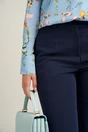 Pantaloni DY Fashion office din stofa bleumarin cu buzunare