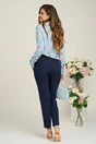 Pantaloni DY Fashion office din stofa bleumarin cu buzunare