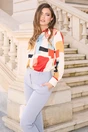 Pantaloni DY Fashion office din stofa gri cu buzunare