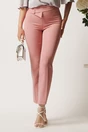 Pantaloni DY Fashion roz din stofa conici cu talie inalta si betelie petrecuta, 1, dyfashion.ro
