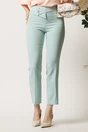 Pantaloni DY Fashion verde mint din stofa conici cu talie inalta si betelie petrecuta, 1, dyfashion.ro