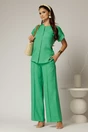 Pantaloni DY Fashion verzi cu croi lejer din material vaporos, 1, dyfashion.ro
