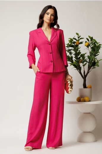 Pantaloni fucsia din viscoza evazati