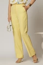Pantaloni galbeni cu croi drept si buzunare, 1, dyfashion.ro