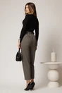 Pantaloni gri casual cu imprimeu si elastic la talie, 2, dyfashion.ro