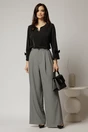 Pantaloni gri lungi cu croi lejer si pense din talie, 3, dyfashion.ro
