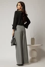 Pantaloni gri lungi cu croi lejer si pense din talie, 2, dyfashion.ro