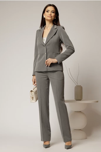 Pantaloni gri office cu croi pana
