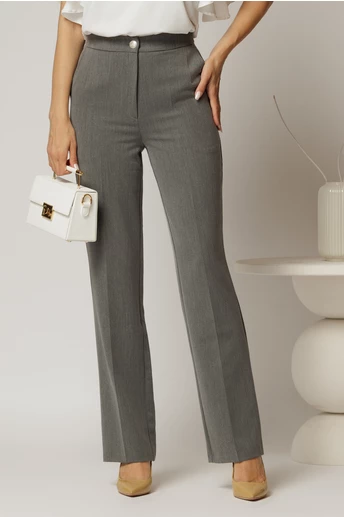 Pantaloni gri office cu croi pana