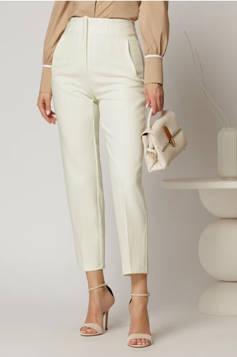 Pantaloni ivoar cu croi conic si talie inalta